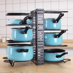 Support de rangement de cuisine, organisateur de casseroles, hauteur et Position réglables, support de 8 casseroles, couvercle de poêle de garde-manger en métal