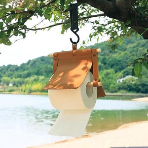 Keukenopslag pu lederen muur gemonteerd servet houder auto tissue hanger draagbare rol toiletpapier buiten camping thuisrekken