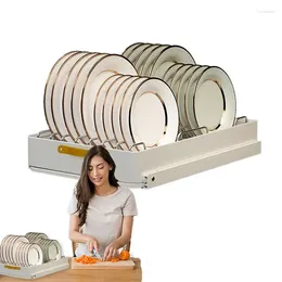 Organizador de platos extraíble para almacenamiento de cocina, organización de cubiertos, escurridor de platos ajustable, secado