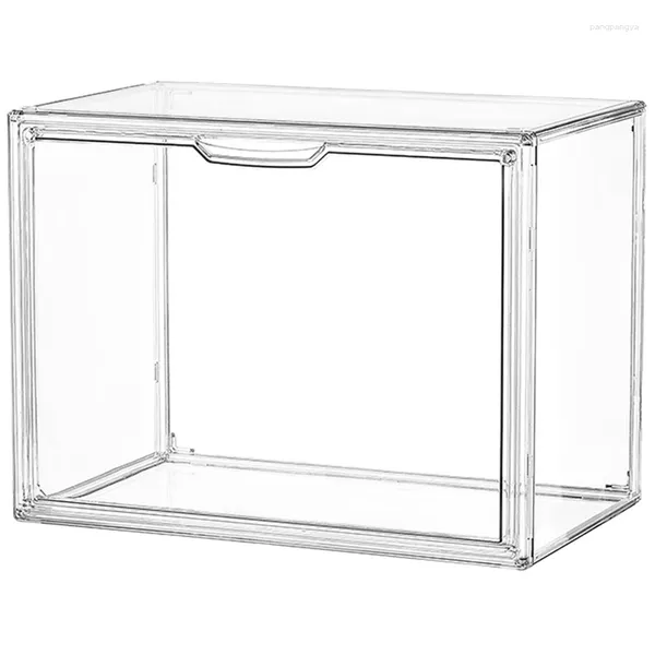 Organizador de bolso de almacenamiento de cocina para armario, caja de exhibición acrílica transparente, bolso apilable con puerta magnética