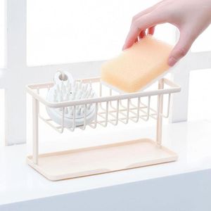 Keuken opslagrek afneembare zeep spons wastafel plank organizer plastic dubbele laag mand badkamer afvoer
