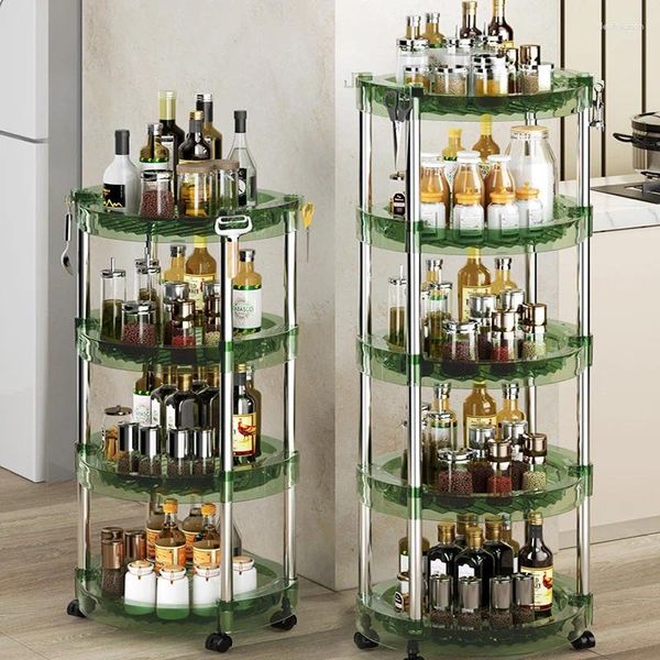 Rack de rangement de cuisine rotatif rotatif Spice Counter-top Fourniture d'assaisonnement multicouche Organisateur de l'huile de sel d'espace de sel