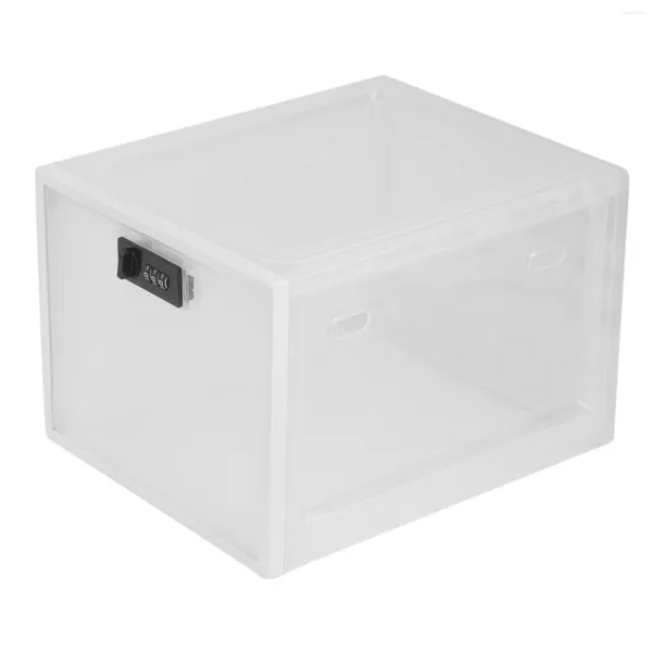 Caja transparente de comida para refrigerador, almacenamiento de cocina, con bloqueo de contraseña, teléfono móvil, tableta A