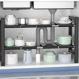 Support rétractable de rangement de cuisine sous l'évier, armoire multifonctionnelle, organisateur d'étagères pour pots