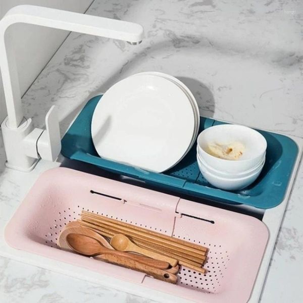 Égouttoir rétractable pour évier de cuisine, panier à vaisselle, étagère réglable pour légumes et Fruits, accessoires de filtre de lavabo