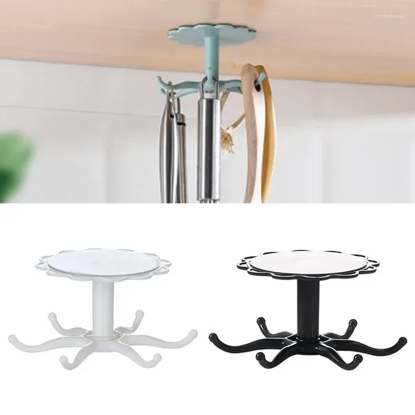 Gancho giratorio de almacenamiento de cocina, utensilios de cocina montados en la pared, estante con forma de flor, organizador de gabinete, colgador de cuchara, accesorios