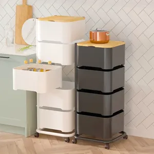 Cuisine Storage Rotation Chariot Mobilier de meubles de salon Table d'appoint Rack Rack Roule avec des tiroirs