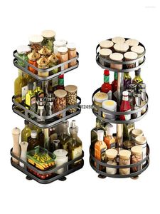 Étagère à épices rotative, rangement de cuisine, coin pour mettre les Condiments, l'huile, la Sauce au sel et les bouteilles de vinaigre, comptoir multifonctionnel