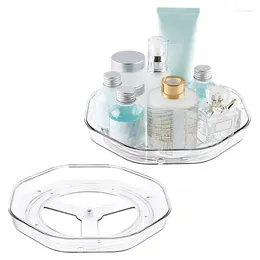 Almacenamiento de cocina bandeja redonda de recipientes giratriz de plateado organización cosmética 2pcs transparente para baño