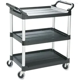 Storage de cuisine Rubbermaid Commercial Products Service de roulement à 3 étagères Heavy Duty Duty Duty / Chariot utilitaire / poussée 200 lbs.Capacité noire pour le service alimentaire