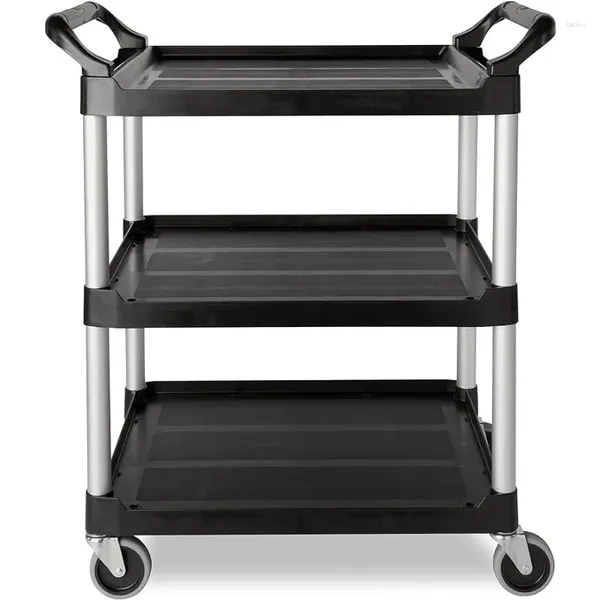 Rangement de cuisine Rubbermaid Commercial Products Service roulant/utilitaire/chariot à pousser robuste à 3 étagères 200 lb.Capacité Noir