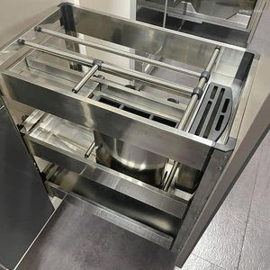 Panier d'assaisonnement de rangement de cuisine, armoire en acier inoxydable 201, Style tiroir multicouche, support à Rail tampon coulissant intégré