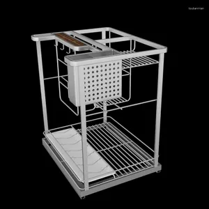 Armoire de rangement de cuisine, panier d'assaisonnement, tiroir en acier inoxydable 304, étagère à épices verticale intégrée