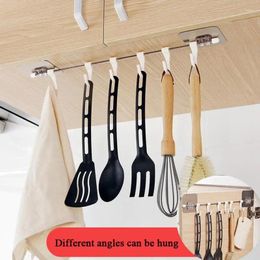 Cuisine Storage Auto-adhésif Crochets 6 Hangle Iron Iron Cabinet Traceless Hook Multi-Row Armorage Accessoires