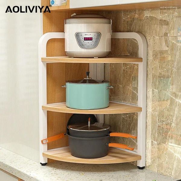 Almacenamiento de cocina sh aoliviya estante de esquina olla triangular piso triangular en forma de ventilador de ventilador multifuncional de condimento de cocina utensilios de cocina