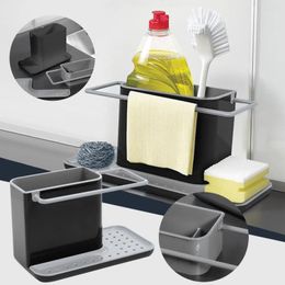 Organisateur de zone d'évier de rangement de cuisine gris pour ranger de petits objets dans la salle de bain, Etc. égouttoir à vaisselle et plateau