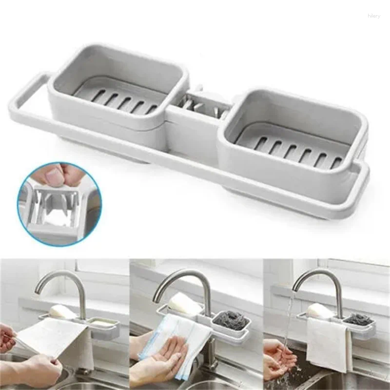 Évier de rangement de cuisine suspendue robinet éponge Soconte de savon de savon de drain