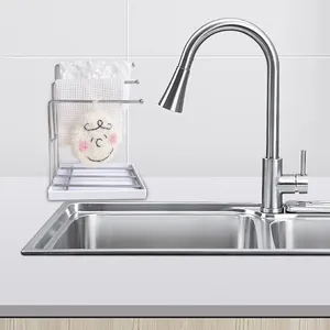 Organisateur de lavabo de rangement de cuisine étagère à disporte de pinceau en acier inoxydable Sponge pour comptoir de salle de bain