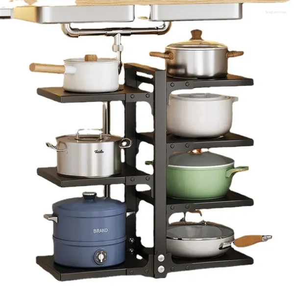 Évier de rangement de cuisine Rack en pot en acier inoxydable multicouche à friture cuisinière de riz