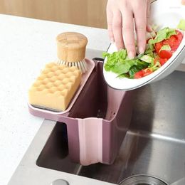 Évier de rangement de cuisine Panier de vidange rétractable déchets séchés et séparation humide poubelle peut pliable.