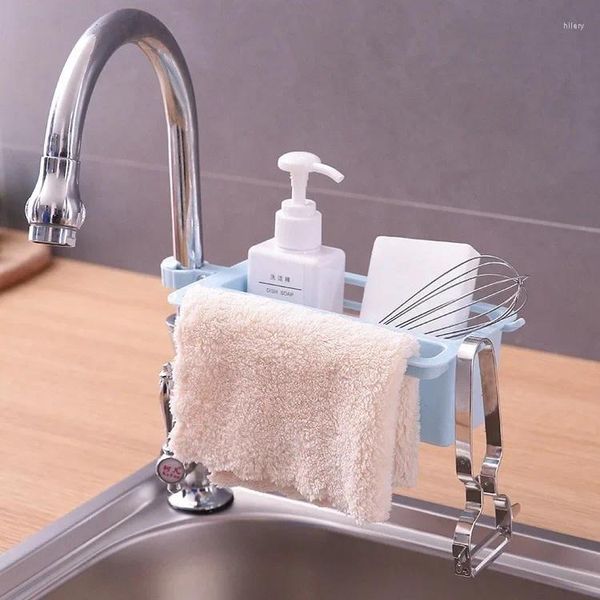 Évier de rangement de cuisine éponge en plastique rack à plat de drain de savon brosse Organisatrice accessoires de salle de bain porte-serviette