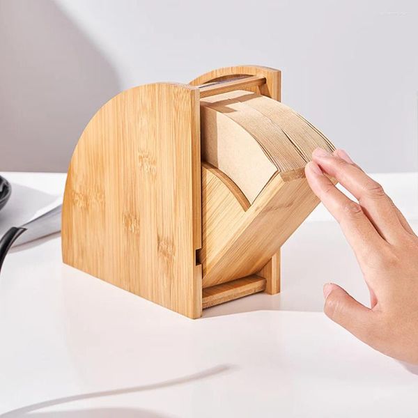 Almacenamiento de cocina liso de madera de madera recipiente de papel de papel portavasos