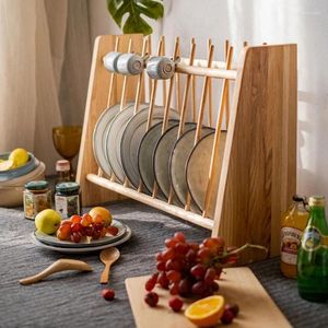 Rangement de cuisine en bois massif, étagère multi-grilles, présentoirs de salon, bol Simple japonais, porte-vaisselle, tasse murale solide