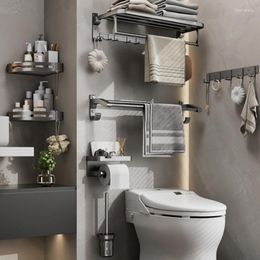 Keukenopslagruimte aluminium handdoekrek niet-geperforeerde badkamer plank pistool grijs toiletwand gemonteerd badhouder toiletruimte