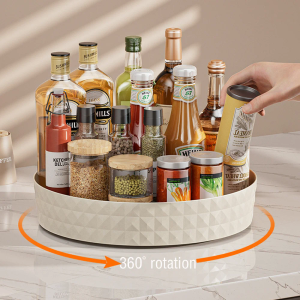 Keukenopslag Spice Rack 360 graden Roterende kast Organisator Tradeplaat Cosmetische organisator Non-slip Spice Round Rack 0416