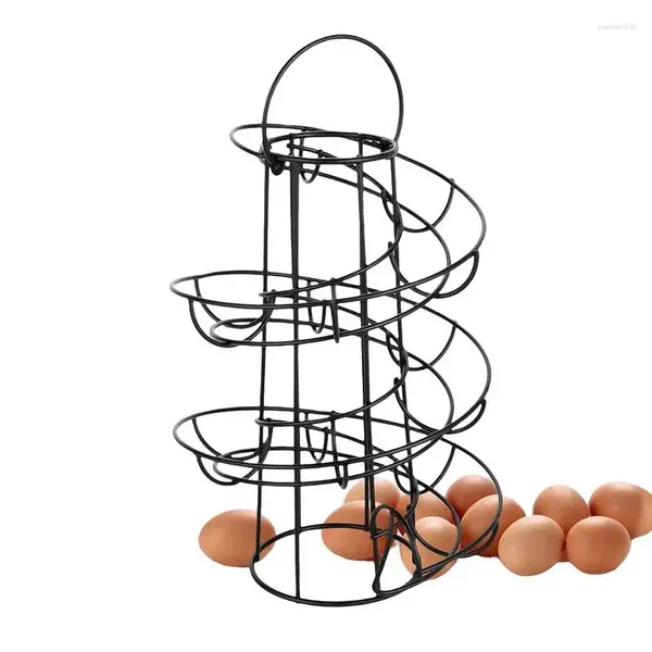 Cuisine Storage Spiral Oeuf Holder Art Display Metal Skelter Organisateur Organisateur Rouleau Rack Shelf Supplies