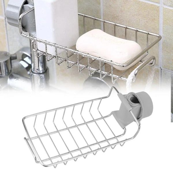 Support de finition de tissu de vaisselle d'éponge de stockage de cuisine étagère en acier inoxydable supports de robinet support de salle de bain réglable