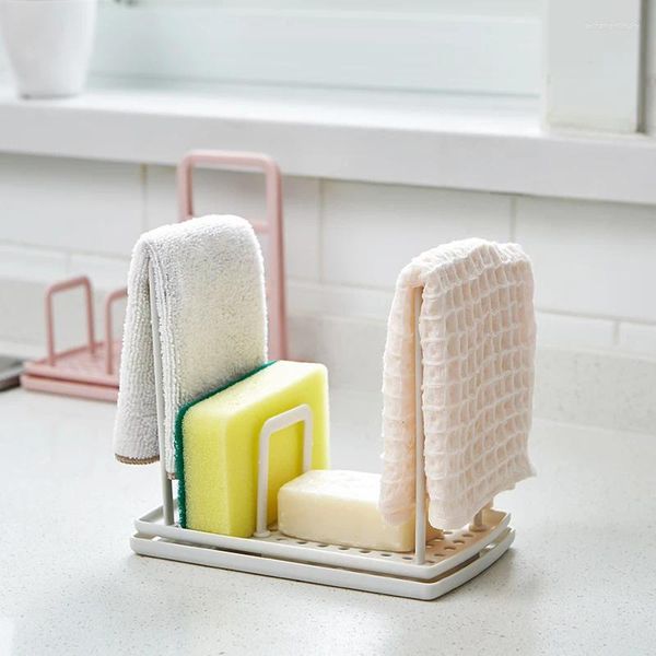 Cuisine Storage Sponge Éclair Éclair Box Rack Plat étagère Brouss de brosse Organisateur Stands Ustensiles Porte-serviette