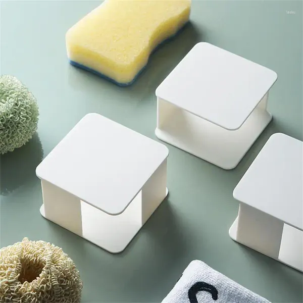 Soportes de esponja para almacenamiento de cocina, estante de secado duradero para paños de cocina, estantes de Abs con esquinas redondeadas, color blanco