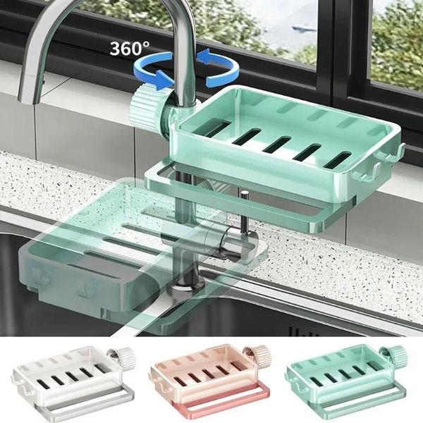 Organizador de esponja para almacenamiento de cocina, estante de drenaje, accesorios creativos para baño, soporte para grifo de fregadero, colgador de toallas profesional, estante para jabón