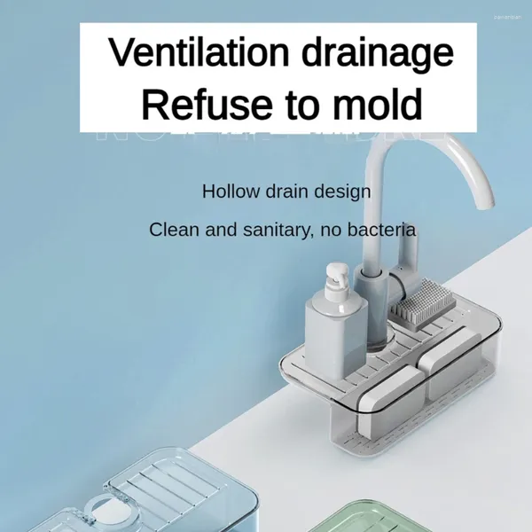 Estribo de almacenamiento de la cocina rejilla de esponja de gran capacidad accesorios de grifo de jabón drenaje de jabón material uniformemente
