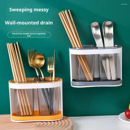 Rangement de cuisine cuillère organisateur compartiment porte-ustensile Transparent mural avec deux compartiments pour couverts