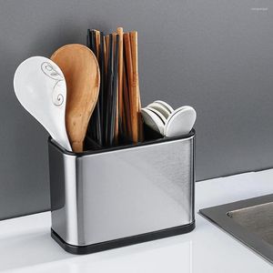 Caja organizadora de cubiertos de acero inoxidable para almacenamiento de cocina, cuchillos y tenedores, escurridor de plástico, soporte para palillos, cuchara, contenedor