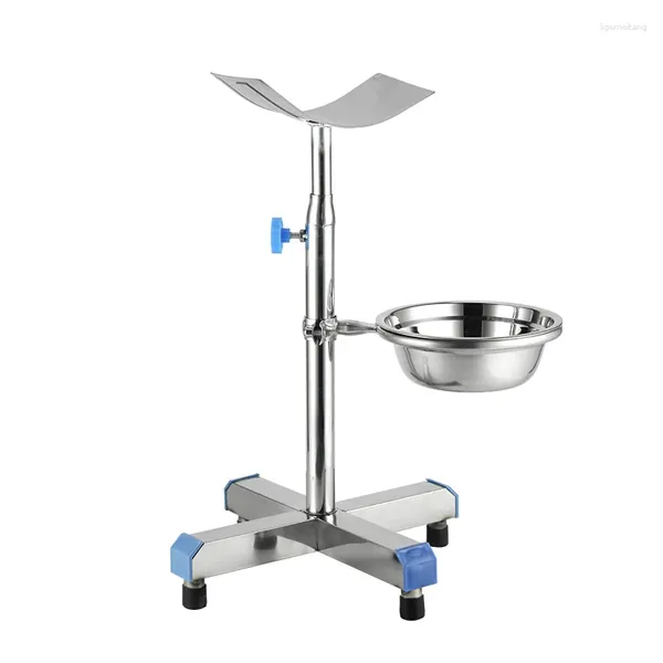 Soporte de pie de acero inoxidable para almacenamiento de cocina, estante de cambio de tocador de mano con bandeja doblada, trípode retráctil para uñas