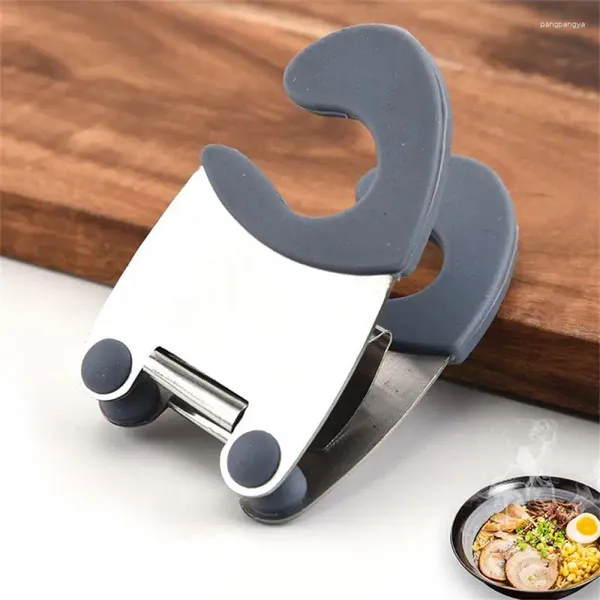 Clips laterales para olla de acero inoxidable, almacenamiento de cocina, soporte para cuchara antiescaldado, dispositivos, Clip de fijación de sopa de goma