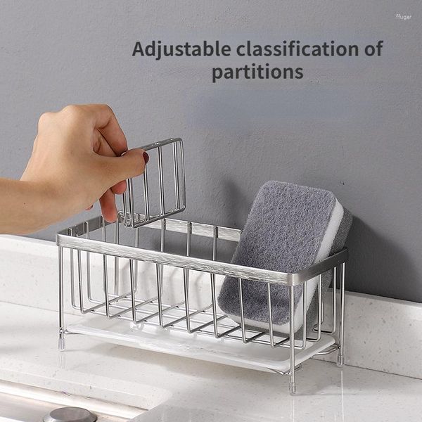 Storage de cuisine étagère en acier inoxydable avec plateau de vidange Récolant de salle de bain Panier de baignade vidangeur anti-brosse de nettoyage anti-rust Organisateur