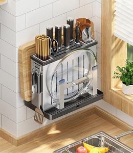 Keuken opslag roestvrijstalen muurorganisator multifunctionele vork lepel houder houder snijplank accessoires bestek plank
