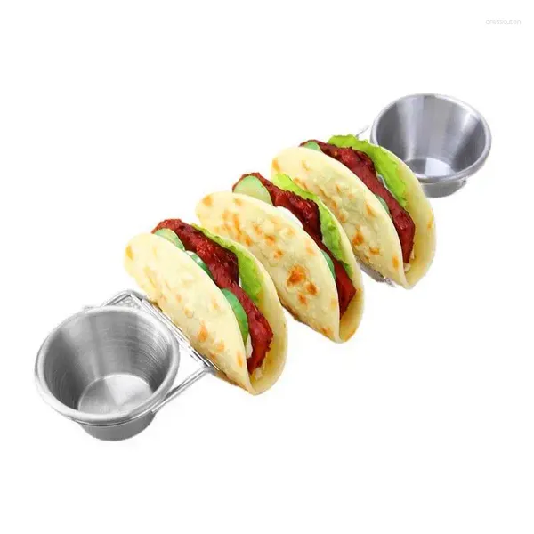 Support de rangement de cuisine avec tasses à salade, étagère en acier inoxydable pour barbecue, support de tarte pour aliments mexicains cuits, ustensiles