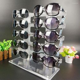 Estante para gafas de sol de dos filas para almacenamiento de cocina, soporte para gafas de 10 pares, soporte de exhibición transparente R9JE