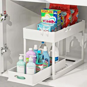 Rangement de cuisine sous l'organisateur de lavabo de salle de bain à 2 niveaux Armoire multi-usage étagère pour les lavabos de bureau