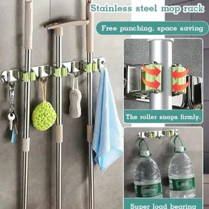 Keukenopslag Wandmontage 3 Rack Mop Bezemhouder Organizer Borstelhanger Haak