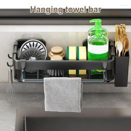 Keukenopslag Wandgemonteerde spons Handdoekhouder Organizer Rek Zeepafdruiprek Plank Badkamer Shampoo Cosmetische planken Gootsteenafvoer