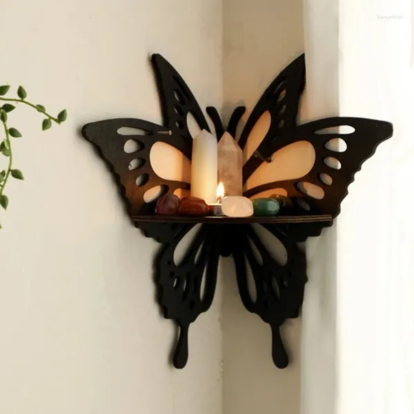 Estante de pared para almacenamiento de cocina, estante en forma de mariposa, soporte para presentación de joyería impermeable, cesta de ducha de esquina temática