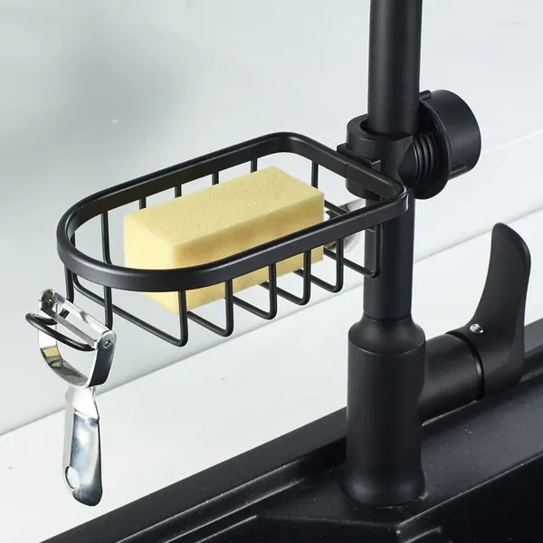 Cuisine Storage Pièce à eau serre-t-il en aluminium Panier d'étagère Organisateur de salle de bain pour shampooing Savon Salle de vidange de douche avec crochets