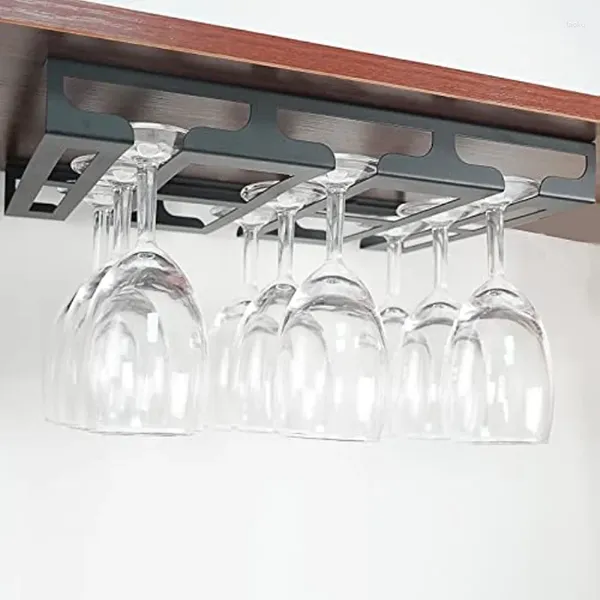 Estante para copas de vino para almacenamiento de cocina, soporte para copas debajo del gabinete, colgador de gafas, organizador colgante de Metal para Bar