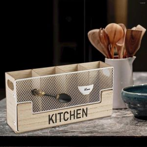 Rangement de cuisine porte-couverts en bois, organisateur de couverts, conteneur de couteaux et fourchettes pour comptoir de Table, Gadgets d'argenterie